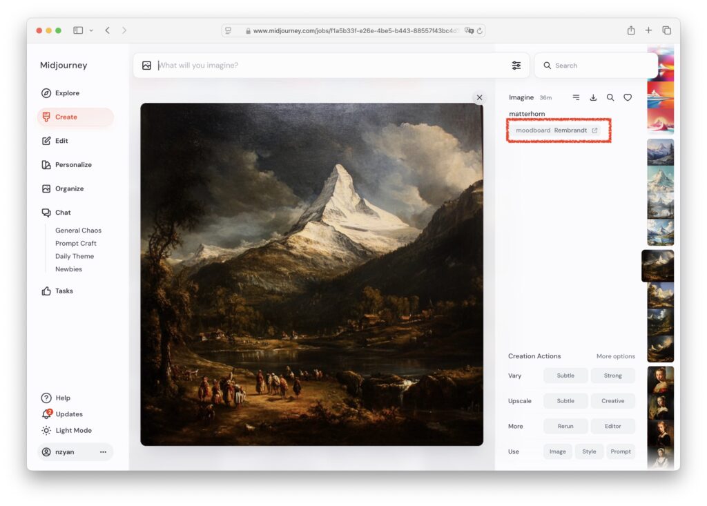 Midjourney Moodboard: Matterhorn à la Rembrandt