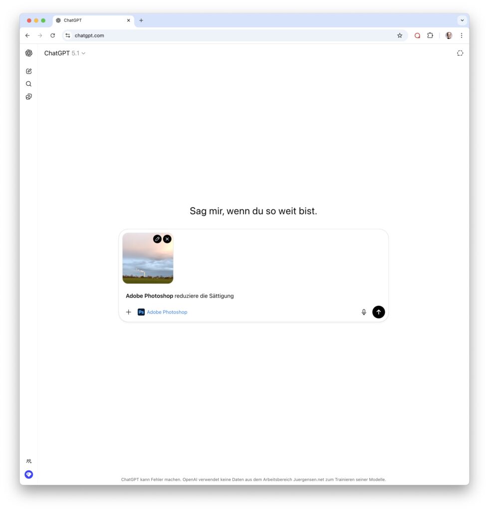 Aufruf Adobe Photoshop in ChatGPT