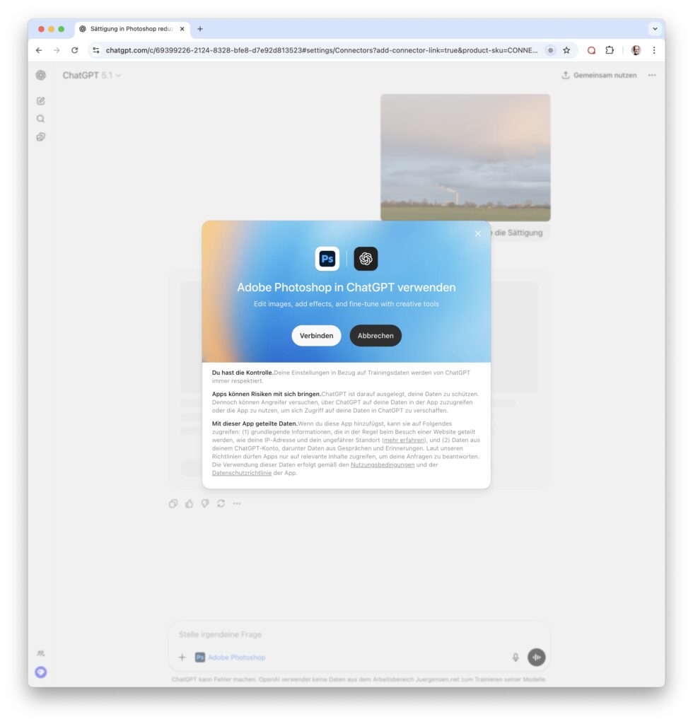 Integration Adobe Photoshop in ChatGPT